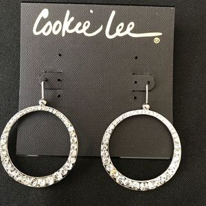 Crystal silver-tone hoops